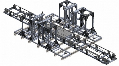 Автоматическая линия PRESS-STEEL ALKF 4545-4532-8888, предназначенная для крепления фланцев на воздуховоды прямоугольного сечения, с размерами от 200х200 мм, до 1200х1200 мм и длиной от 1 250 мм до 1500 мм. 