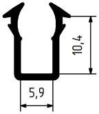 Уплотнитель стекла створки 6 мм. в паз 10 мм