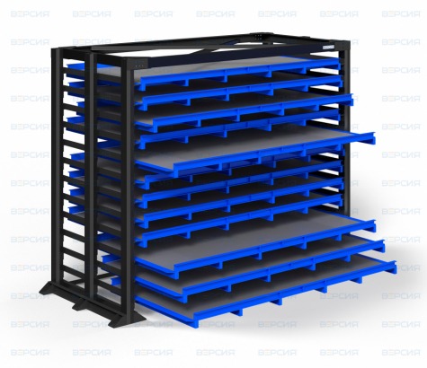 Стеллаж с модульными кассетами для хранения листового металла